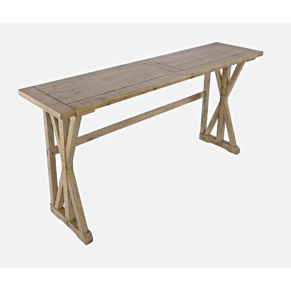 Modern Rustic Solid Wood Pine Counter Height Sofa Table Set with Three Stools