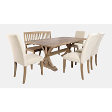 Solid Wood 78" Six-Piece Dining Set with Bench and Upholstered Chairs