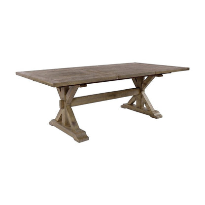 Solid Pine Extendable Dining Table with Distressed Farmhouse, Distressed Brown
