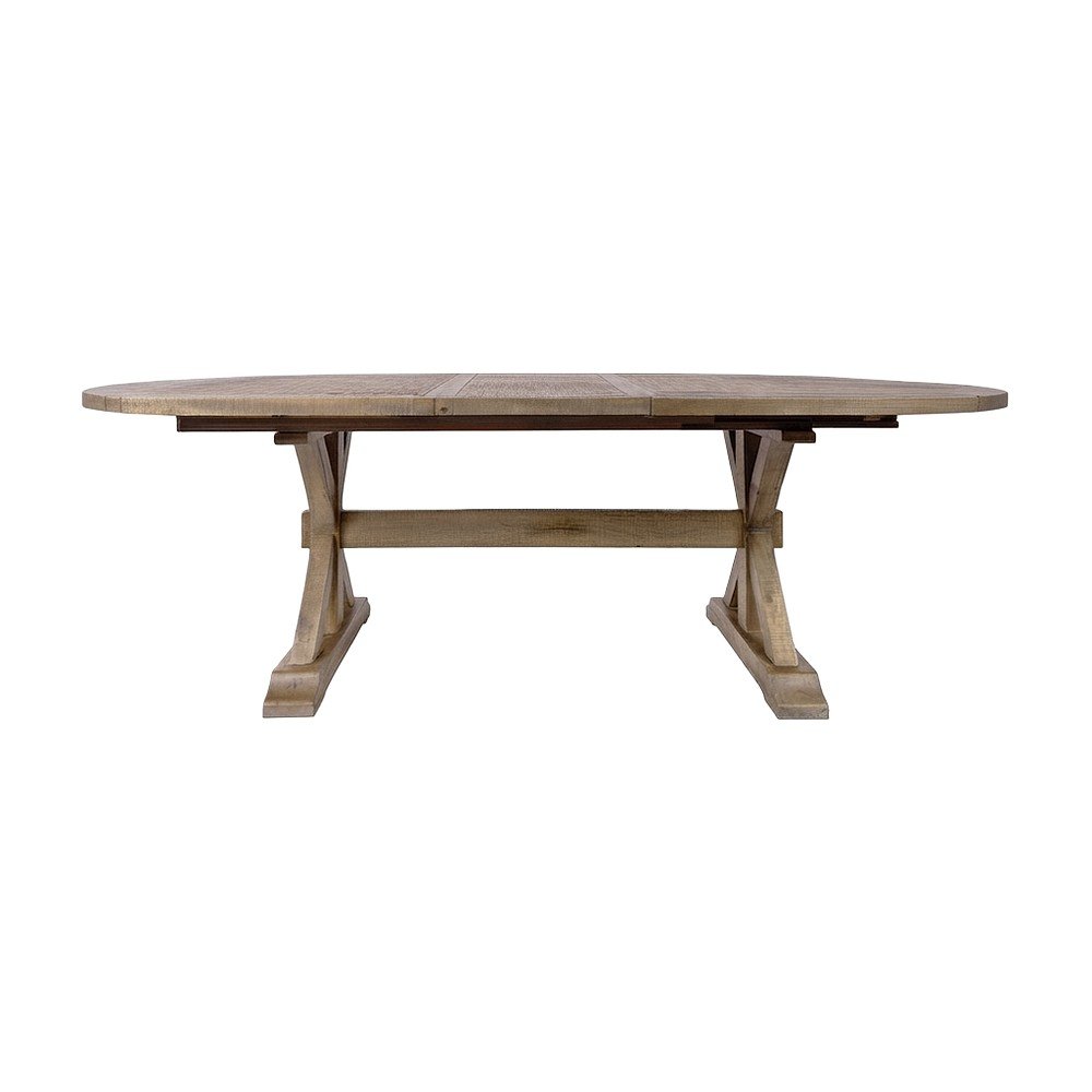 Solid Pine Extendable Dining Table with Distressed Farmhouse, Distressed Brown