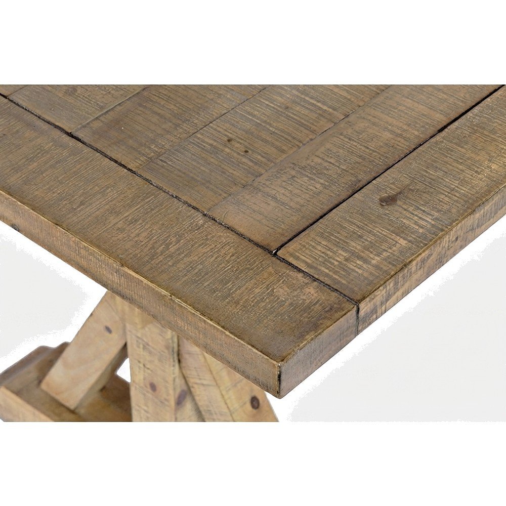 Solid Pine Extendable Dining Table with Distressed Farmhouse, Distressed Brown