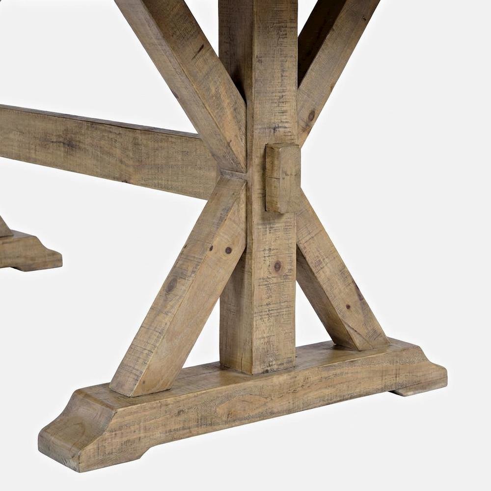 Solid Pine Extendable Dining Table with Distressed Farmhouse, Distressed Brown