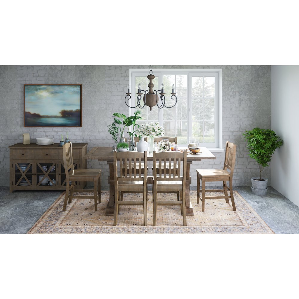 Modern Rustic Solid Wood Slatback Counter Height Stool (Set of 2)
