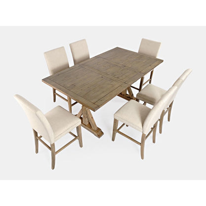 Solid Wood 78" Seven-Piece Counter Height Dining Set with Slat Chairs