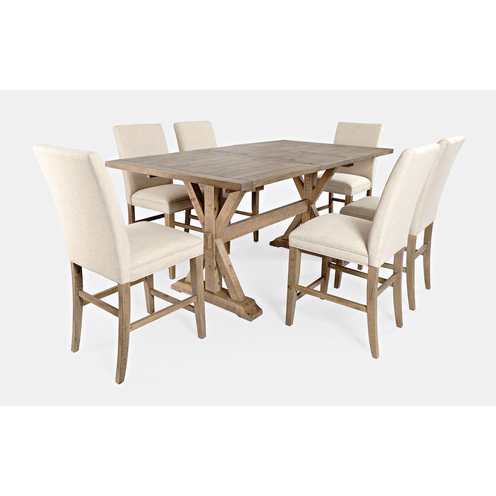 Solid Wood 78" Seven-Piece Counter Height Dining Set with Slat Chairs