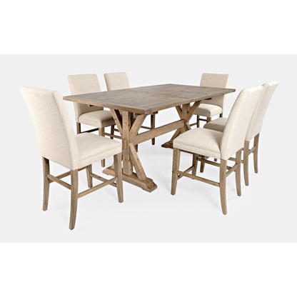 Solid Wood 78" Seven-Piece Counter Height Dining Set with Slat Chairs