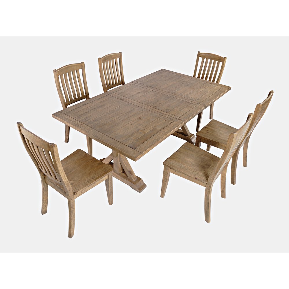 Carlyle Crossing Solid Wood 78" Seven-Piece Dining Set with Slat Chairs