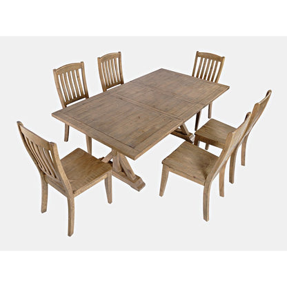 Carlyle Crossing Solid Wood 78" Seven-Piece Dining Set with Slat Chairs
