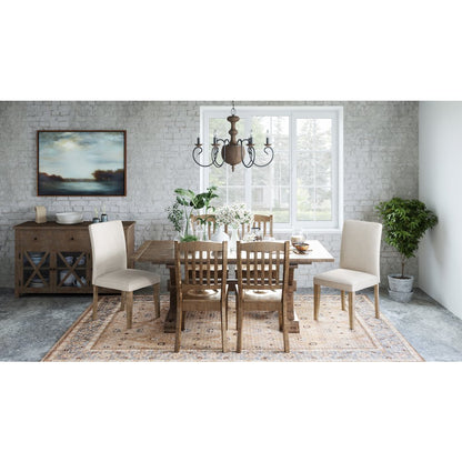 Modern Rustic Distressed Solid Wood Upholstered Parsons Dining Chair (Set of 2)