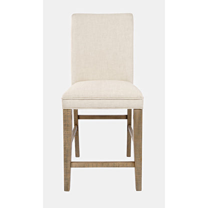 Modern Rustic Distressed Solid Wood Upholstered Parsons Stool (Set of 2)