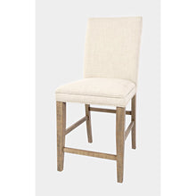 Modern Rustic Distressed Solid Wood Upholstered Parsons Stool (Set of 2)