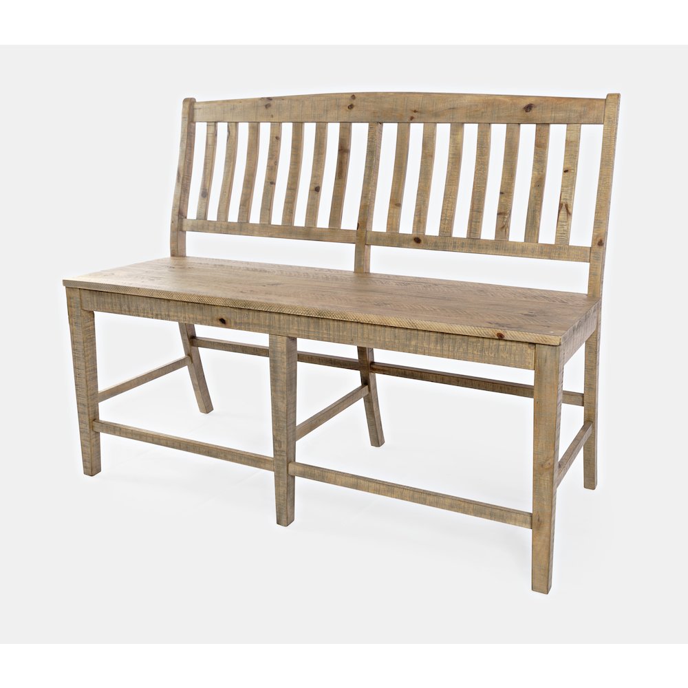 Carlyle Crossing Modern Rustic Solid Wood Slatback Counter Height Bench