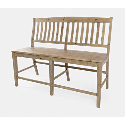 Carlyle Crossing Modern Rustic Solid Wood Slatback Counter Height Bench