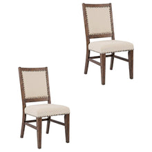Acacia Veneer Cotton-Linen Upholstered Accent Chairs, Oak, Set of 2