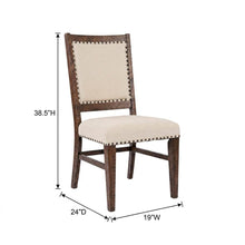 Acacia Veneer Cotton-Linen Upholstered Accent Chairs, Oak, Set of 2