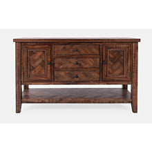 Fairview Transitional Herringbone Modern Distressed Solid Wood Buffet Server
