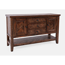 Fairview Transitional Herringbone Modern Distressed Solid Wood Buffet Server
