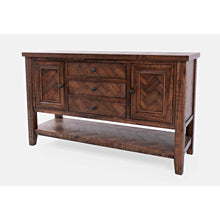 Fairview Transitional Herringbone Modern Distressed Solid Wood Buffet Server
