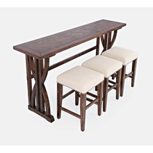 Transitional Herringbone Counter Height Four Piece Console 74" Dining Table Set