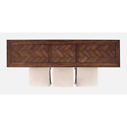 Transitional Herringbone Counter Height Four Piece Console 74" Dining Table Set