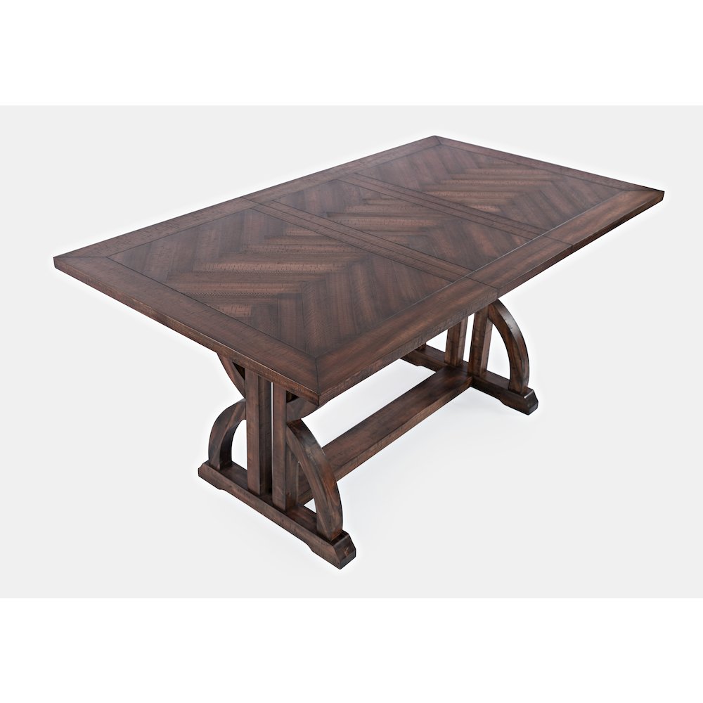 Fairview Transitional Herringbone Distressed Acacia Extension 78" Dining Table