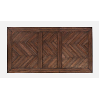 Transitional Herringbone Distressed Acacia Counter Height 78" Dining Table