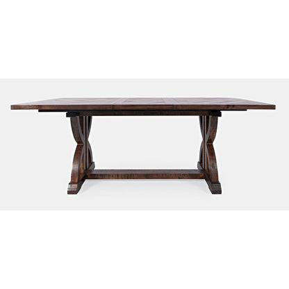Fairview Transitional Herringbone Distressed Acacia Extension 78" Dining Table