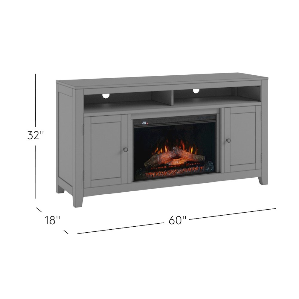 Modern Transitional 60" Chevron Fireplace Storage Console TV Stand