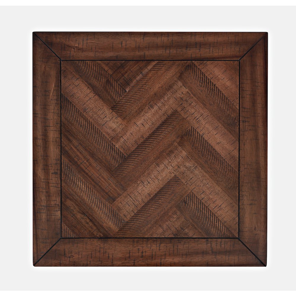 Fairview Transitional Herringbone Distressed Acacia End Table