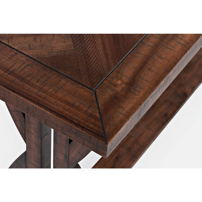 Fairview Transitional Herringbone Distressed Acacia Sofa Table