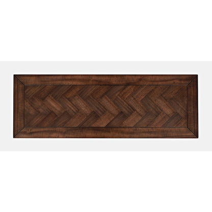 Fairview Transitional Herringbone Distressed Acacia Sofa Table