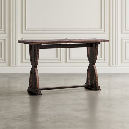 Fairview Transitional Herringbone Distressed Acacia Sofa Table