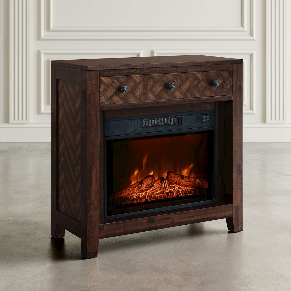 Fairview Modern Transitional 32" Chevron Electric Fireplace Console TV Stand
