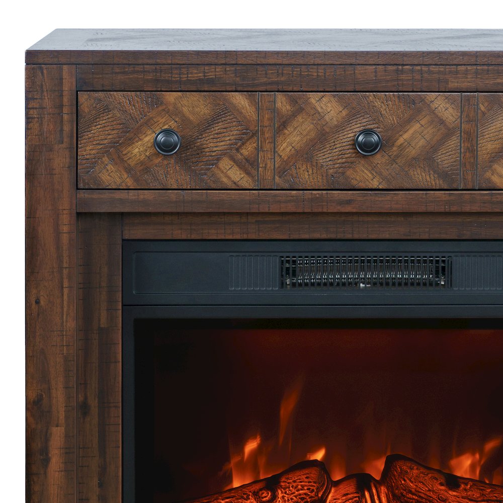 Fairview Modern Transitional 32" Chevron Electric Fireplace Console TV Stand