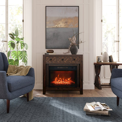 Fairview Modern Transitional 32" Chevron Electric Fireplace Console TV Stand