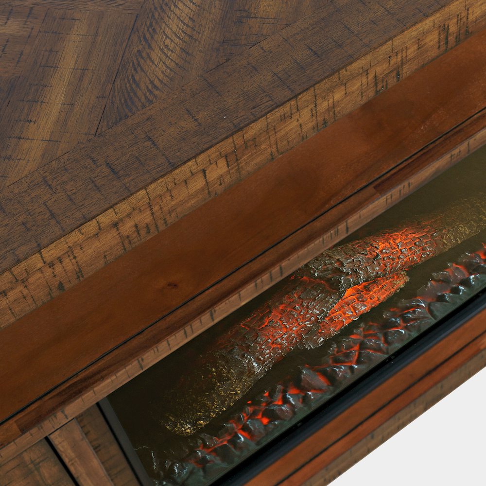 Modern Transitional 60" Chevron Fireplace Storage Console TV Stand