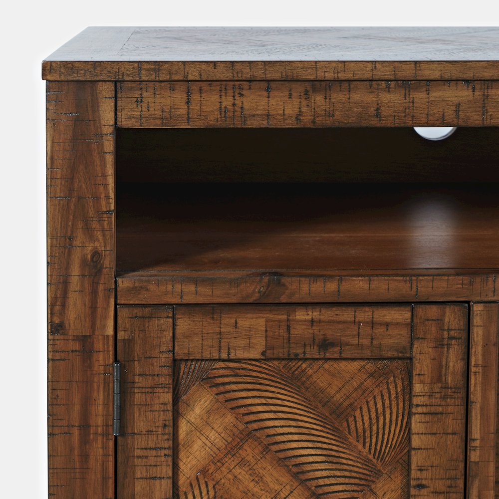 Modern Transitional 60" Chevron Fireplace Storage Console TV Stand