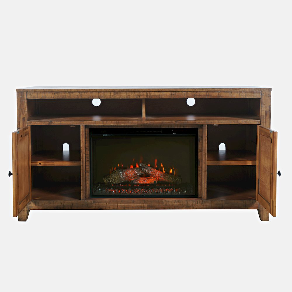 Modern Transitional 60" Chevron Fireplace Storage Console TV Stand