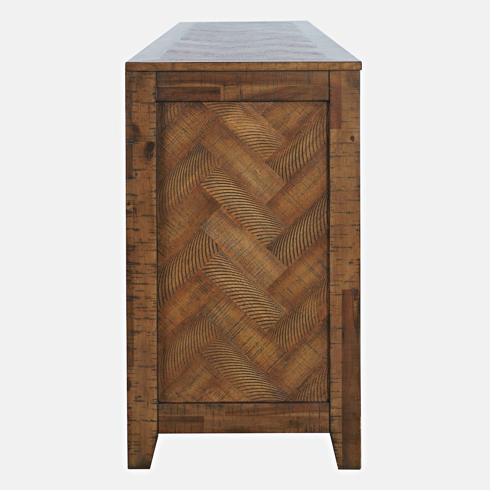 Fairview Modern 60" Chevron Fireplace Console TV Stand with Electric Fireplace