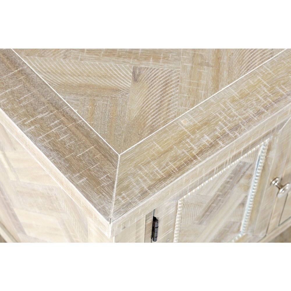 Fairview Transitional Herringbone Modern Distressed Solid Wood Buffet Server