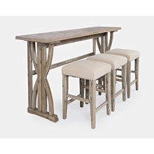 Transitional Herringbone Counter Height Four Piece Console 74" Dining Table Set