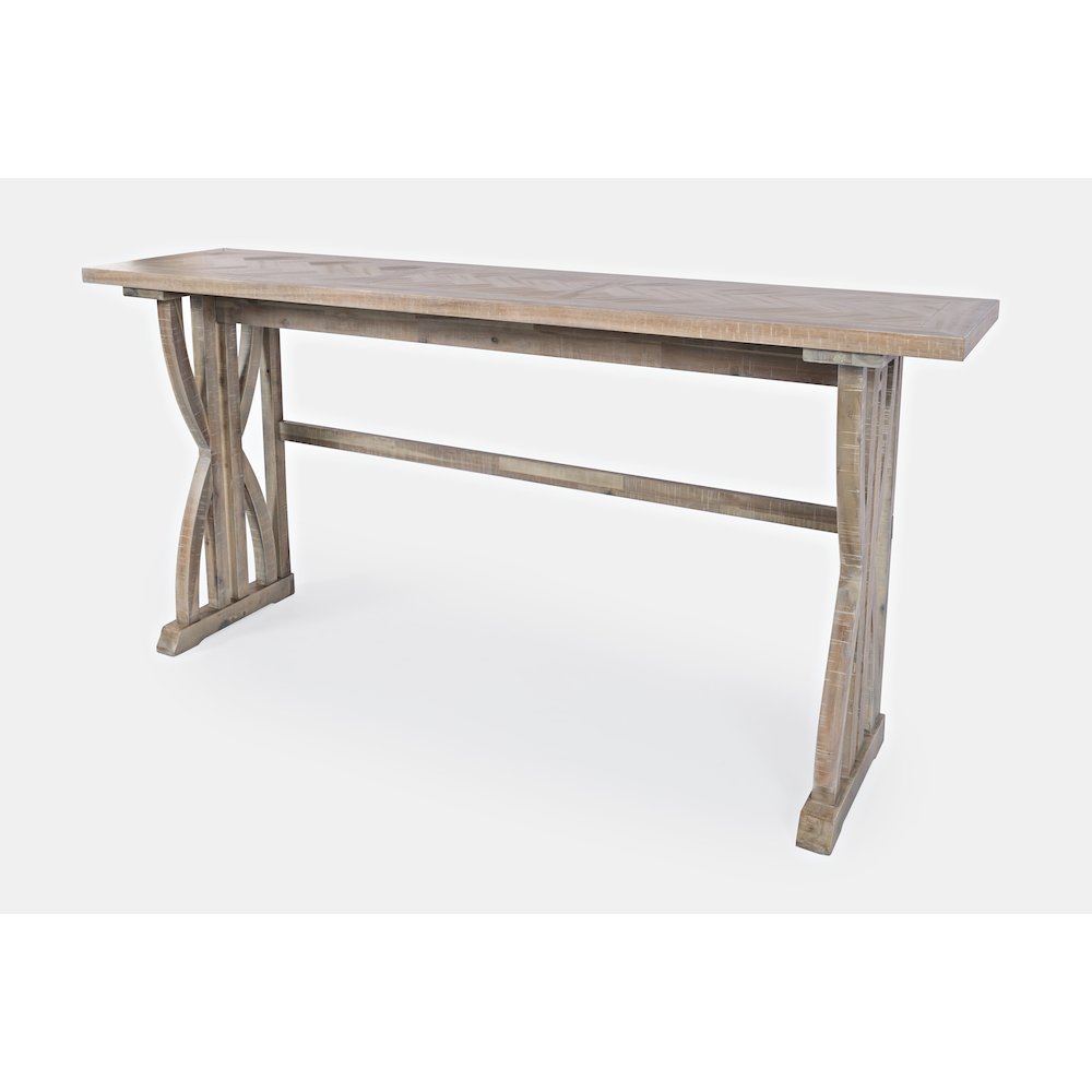 Transitional Herringbone Counter Height Four Piece Console 74" Dining Table Set