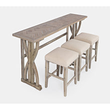 Transitional Herringbone Counter Height Four Piece Console 74" Dining Table Set