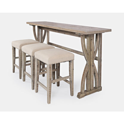 Transitional Herringbone Counter Height Four Piece Console 74" Dining Table Set