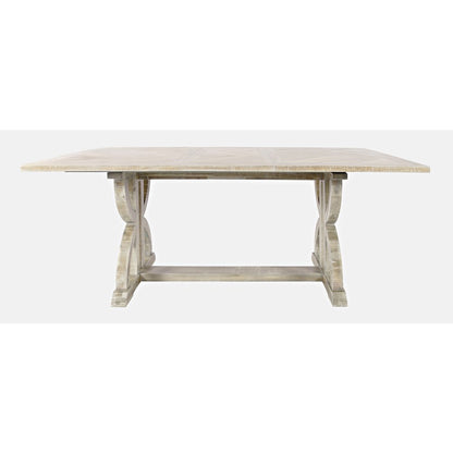 Transitional Herringbone Distressed Acacia Counter Height 78" Dining Table