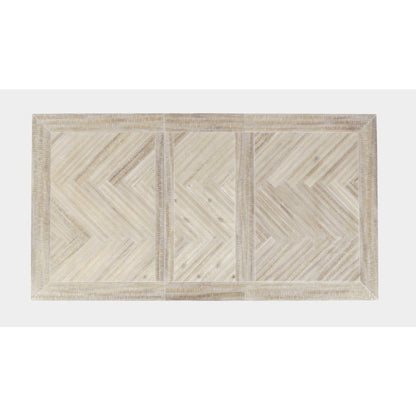 Transitional Herringbone Distressed Acacia Counter Height 78" Dining Table