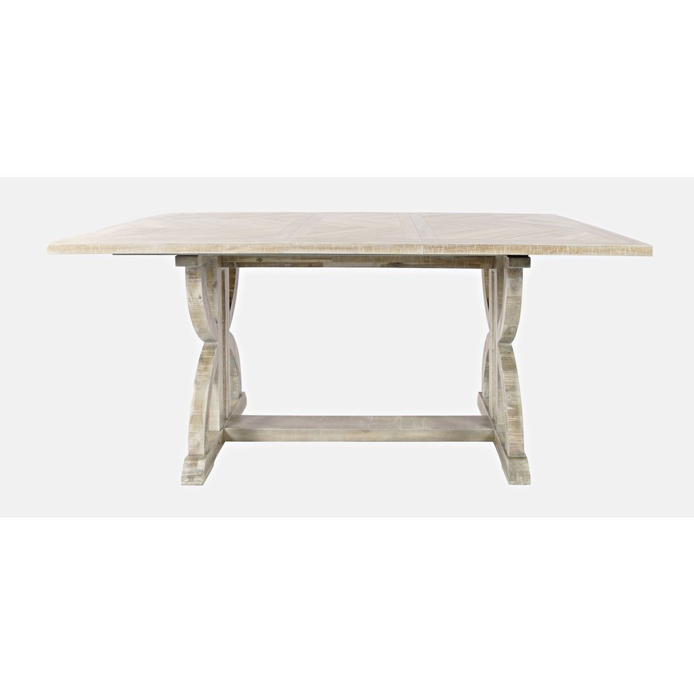 Fairview Transitional Modern Distressed 78" Seven-Piece Upholstered Dining Set