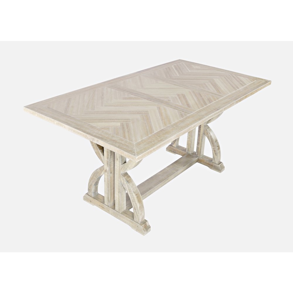 Modern Distressed 78" Seven-Piece Upholstered Counter Height Dining Set