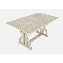 Modern Distressed 78" Seven-Piece Upholstered Counter Height Dining Set