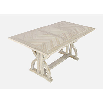 Modern Distressed 78" Seven-Piece Upholstered Counter Height Dining Set